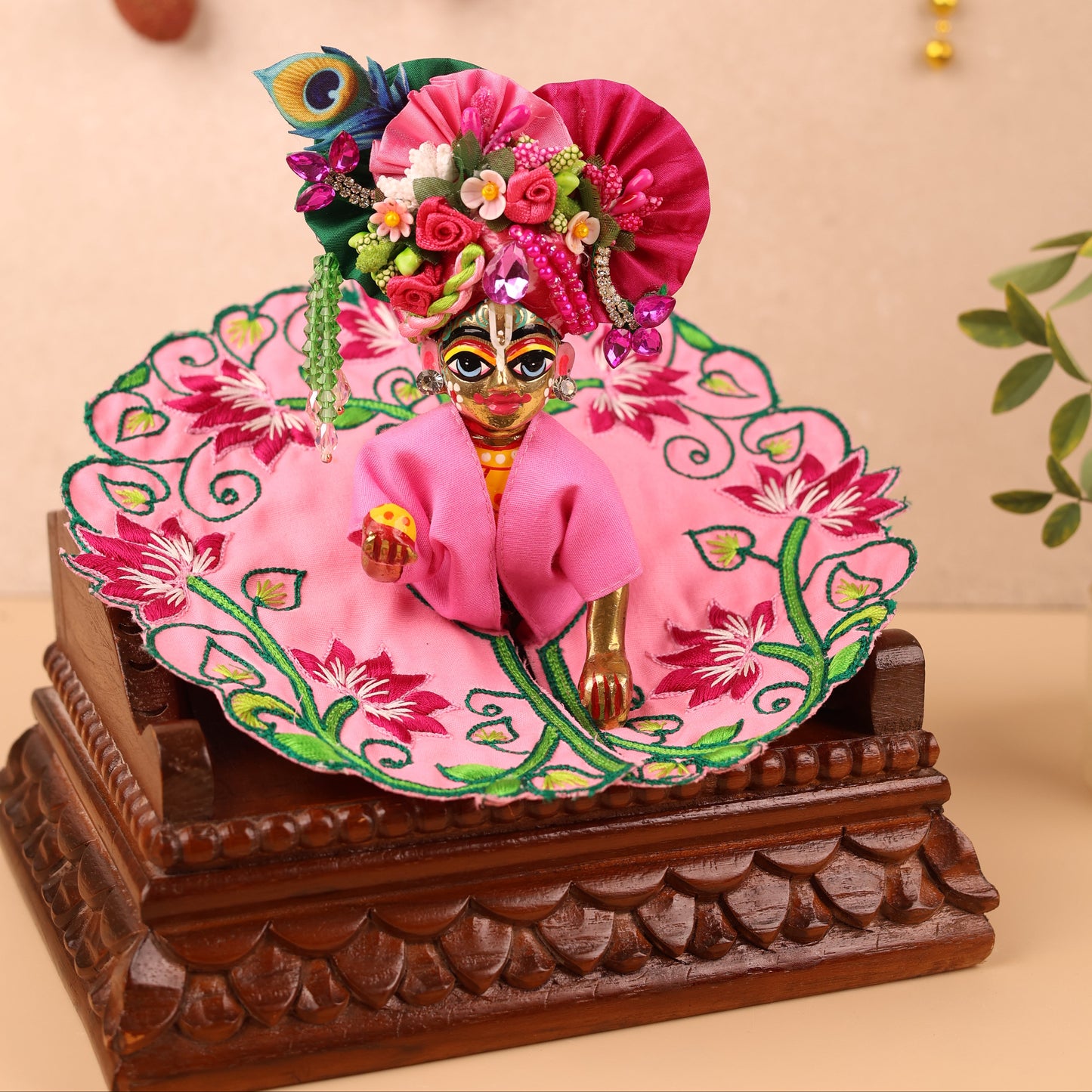 Pink Mulmul Cotton Laddu Gopal Poshak - Devaya