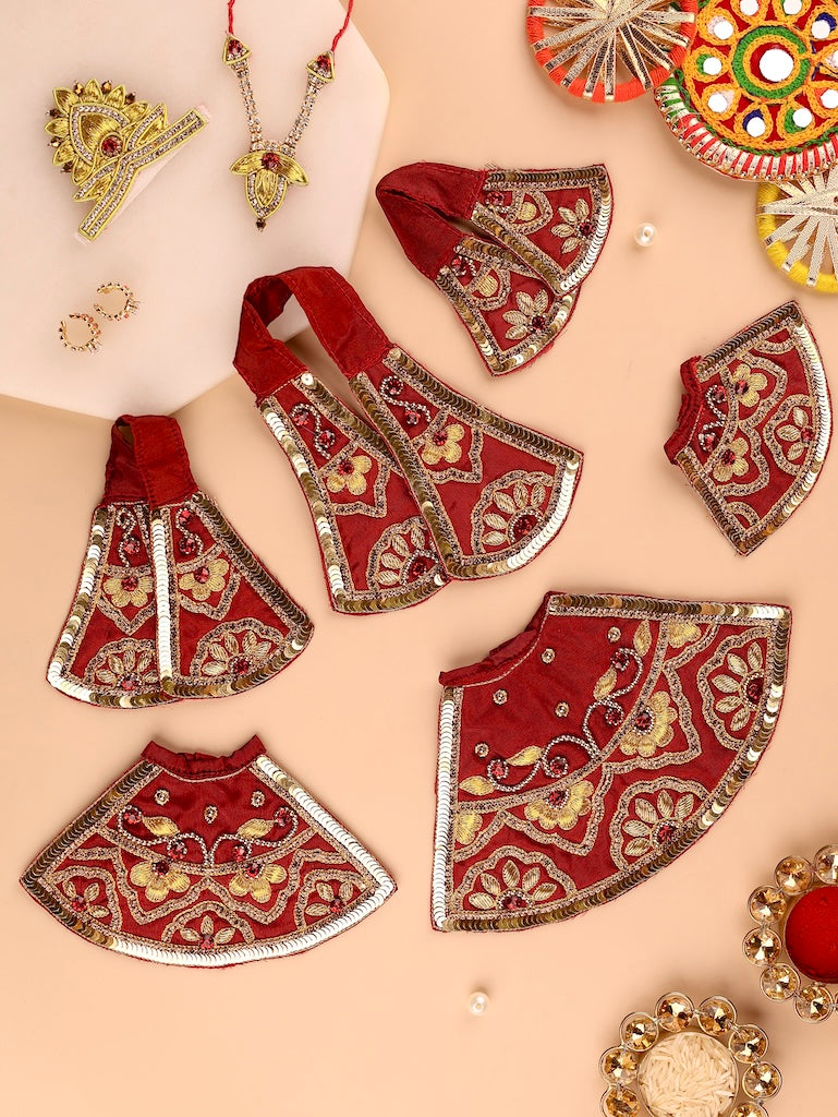 Divya Raas Maroon Lehenga Dhoti with Patka & Shringar Set - Devaya