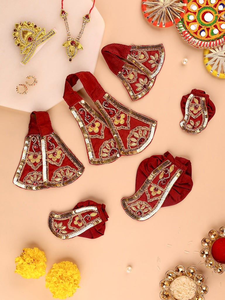 Divya Raas Maroon Lehenga Dhoti with Patka & Shringar Set - Devaya