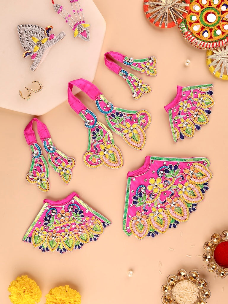 Indradhanu Magenta Lehenga Dhoti with Patka & Shringar Set - Devaya