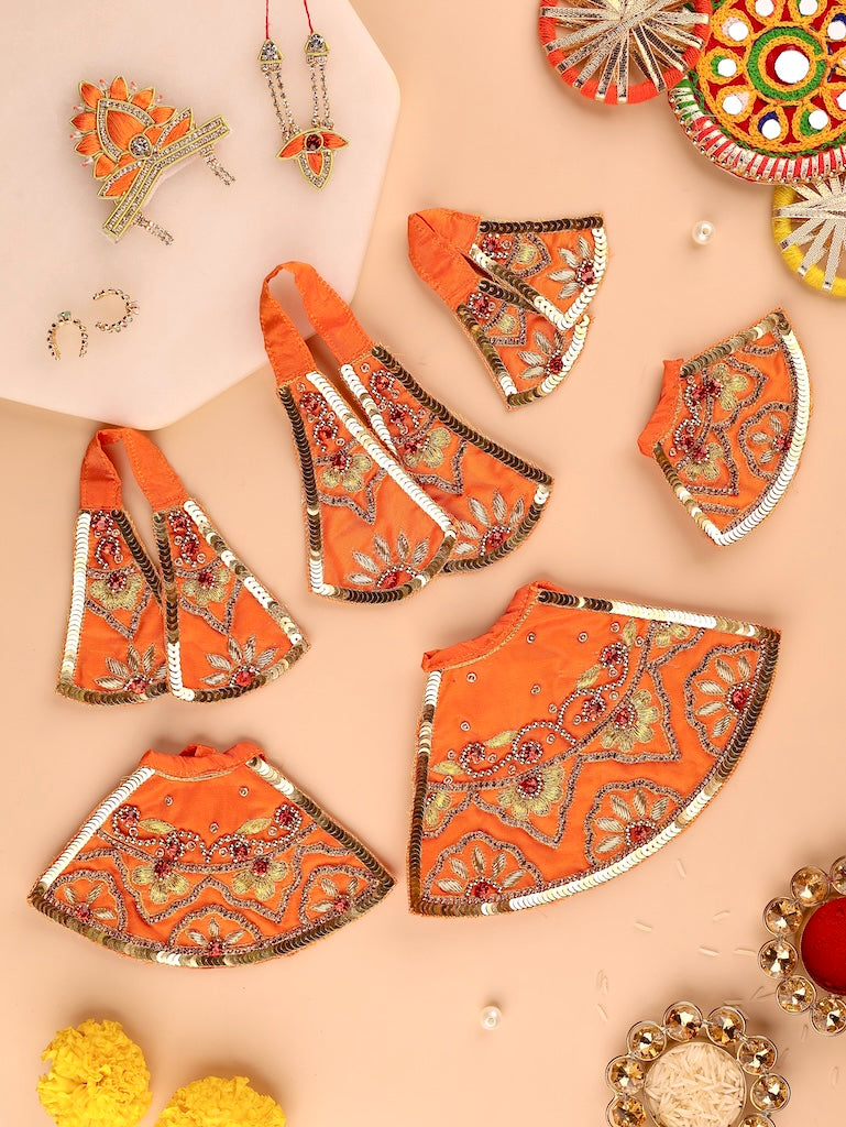 Divya Raas Orange Lehenga Dhoti with Patka & Shringar Set - Devaya