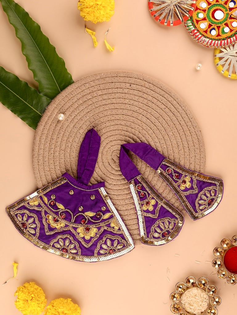 Divya Raas Purple Lehenga Dhoti with Patka & Shringar Set - Devaya