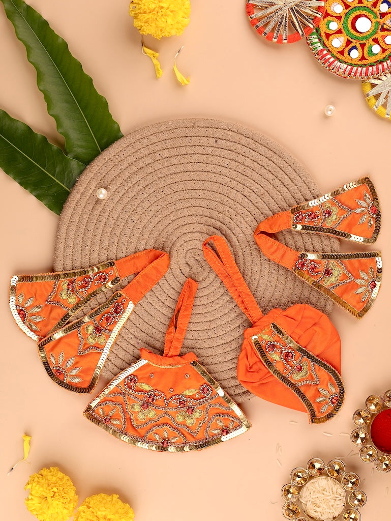 Divya Raas Orange Lehenga Dhoti with Patka & Shringar Set - Devaya