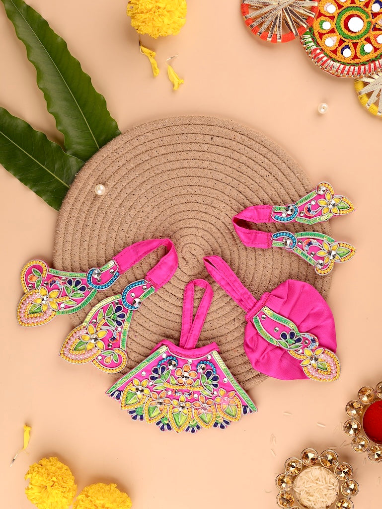 Indradhanu Magenta Lehenga Dhoti with Patka & Shringar Set - Devaya
