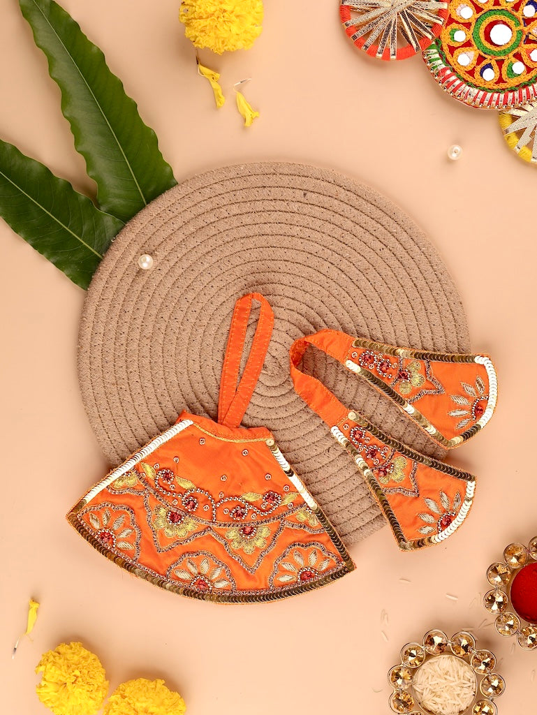 Divya Raas Orange Lehenga Dhoti with Patka & Shringar Set - Devaya