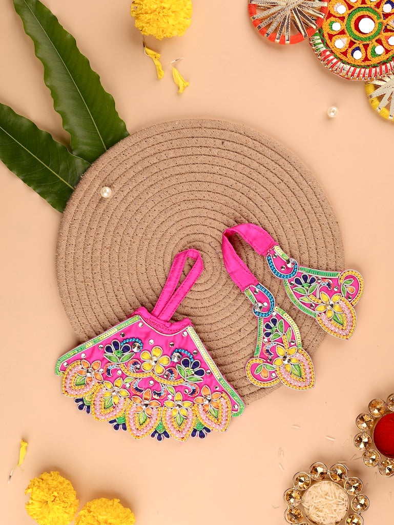 Indradhanu Magenta Lehenga Dhoti with Patka & Shringar Set - Devaya