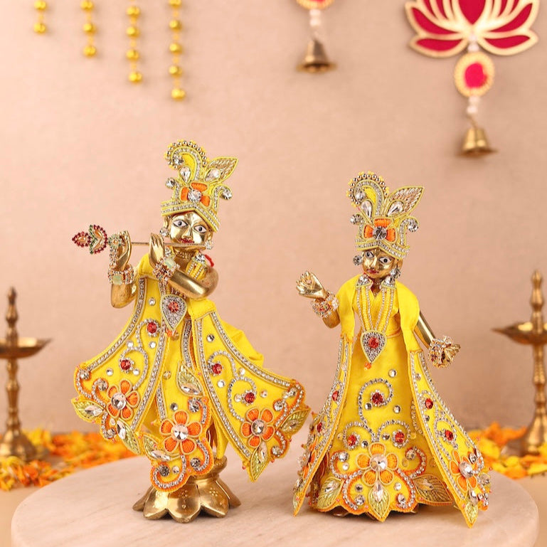Pushp Mala Yellow Lehenga Dhoti with Patka & Shringar Set