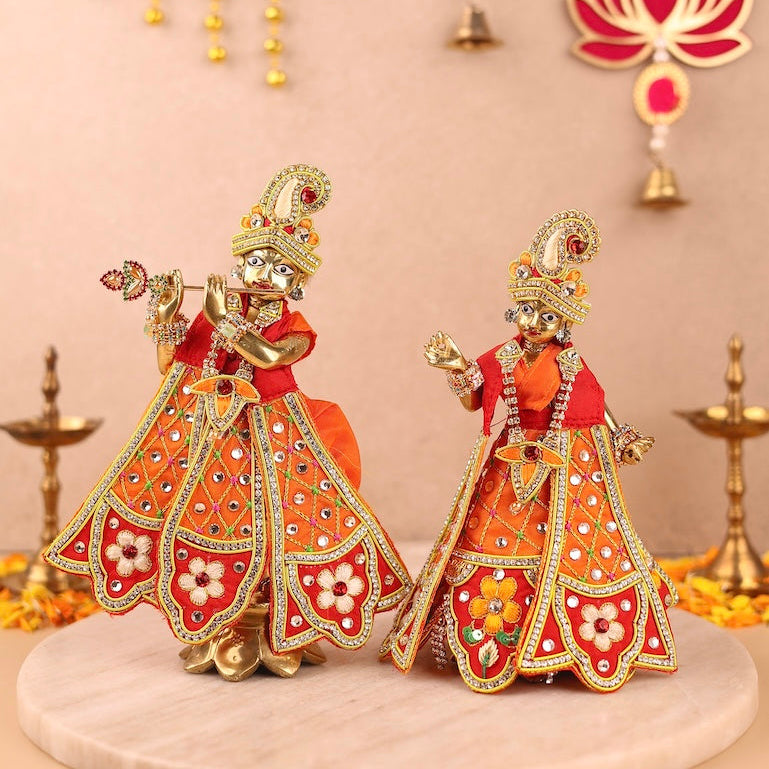 Madhur Leela Orange Lehenga Dhoti with Patka & Shringar Set - Devaya