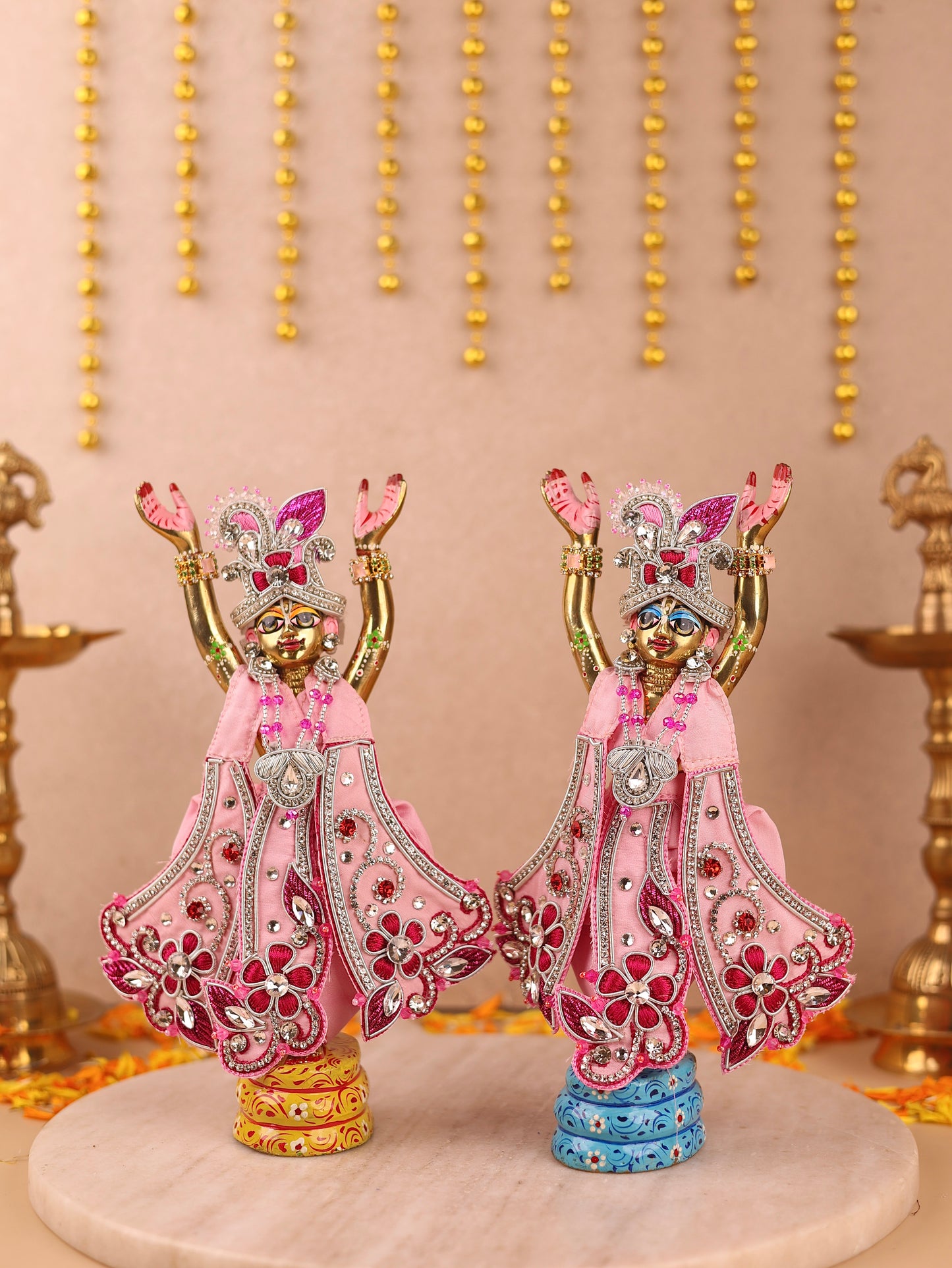 Pushp Mala Pink Dhoti Patka for Gaur Nitai