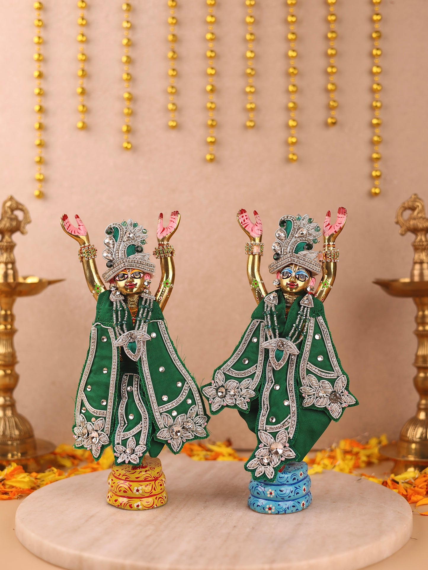 Saawan Sugandh Emerald Green Dhoti Patka for Gaur Nitai