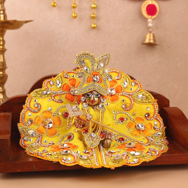 Pushp Mala Yellow Laddu Gopal Poshak & Shringar Set