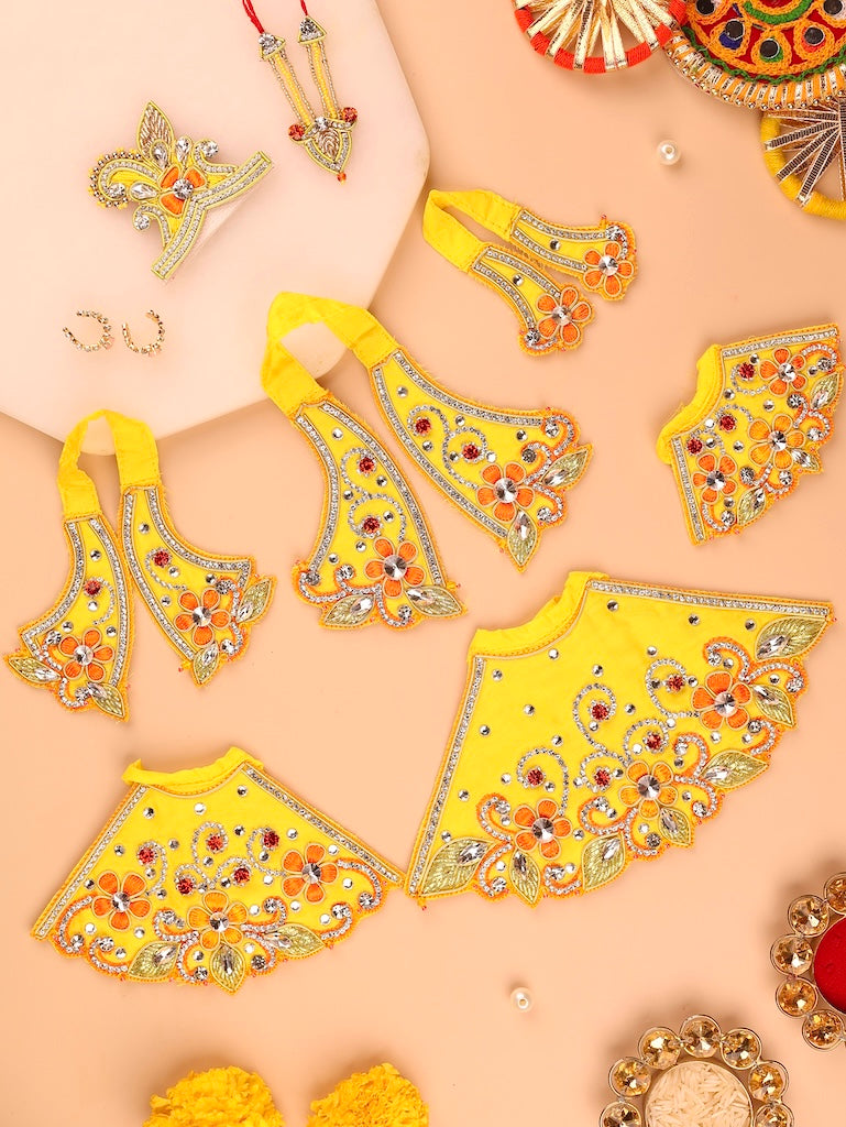Pushp Mala Yellow Lehenga Patka