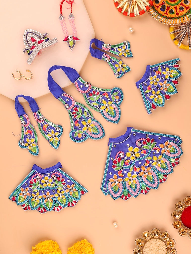 Indradhanu Blue Lehenga Dhoti with Patka & Shringar Set - Devaya