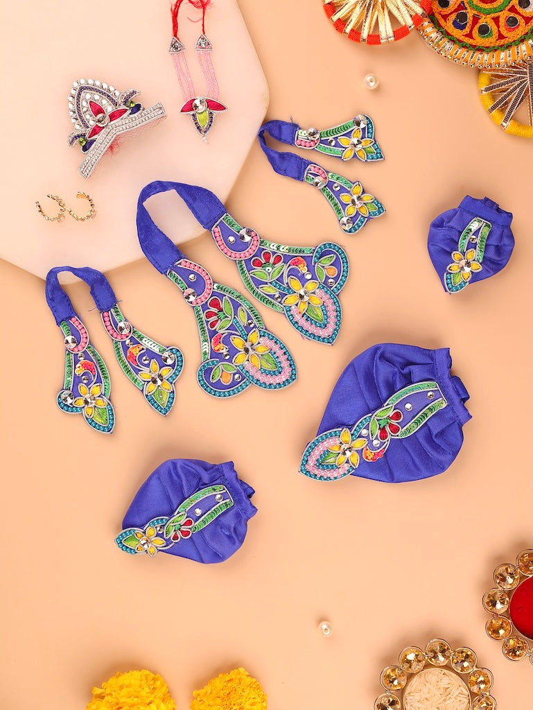 Indradhanu Blue Lehenga Dhoti with Patka & Shringar Set - Devaya
