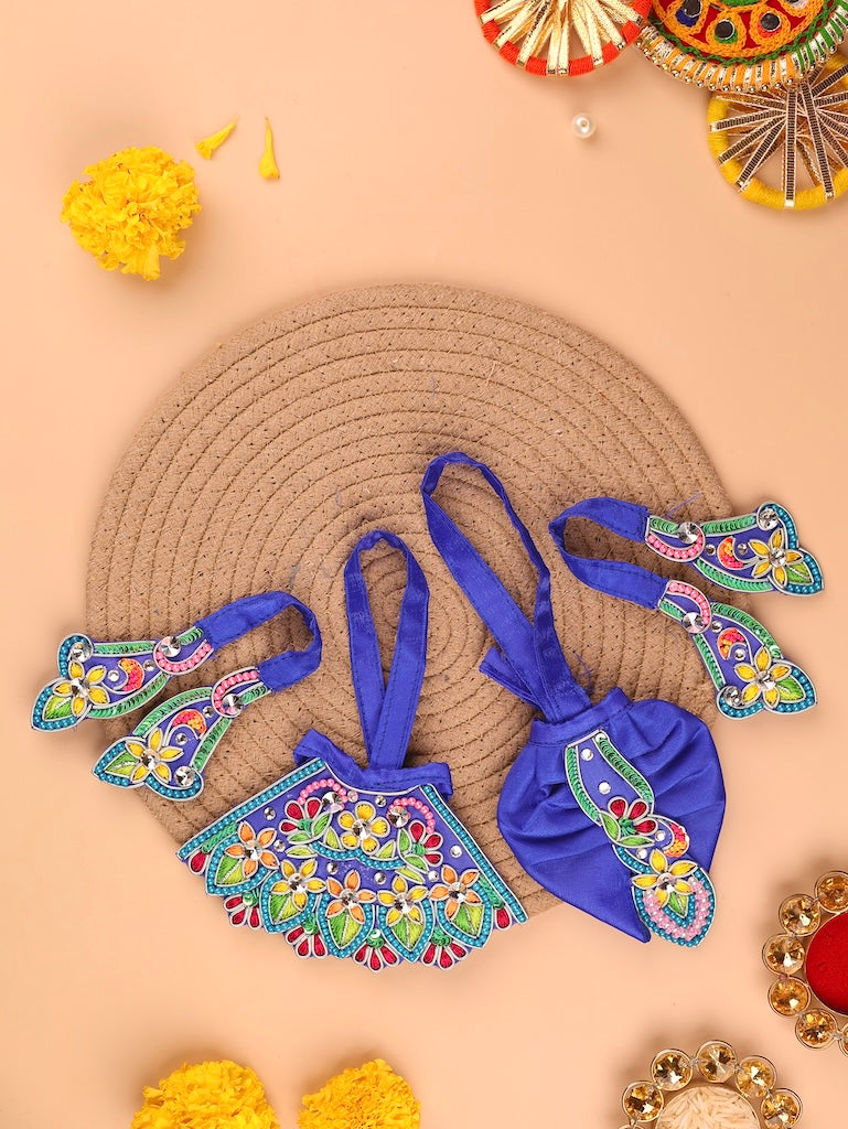 Indradhanu Blue Lehenga Dhoti with Patka & Shringar Set - Devaya