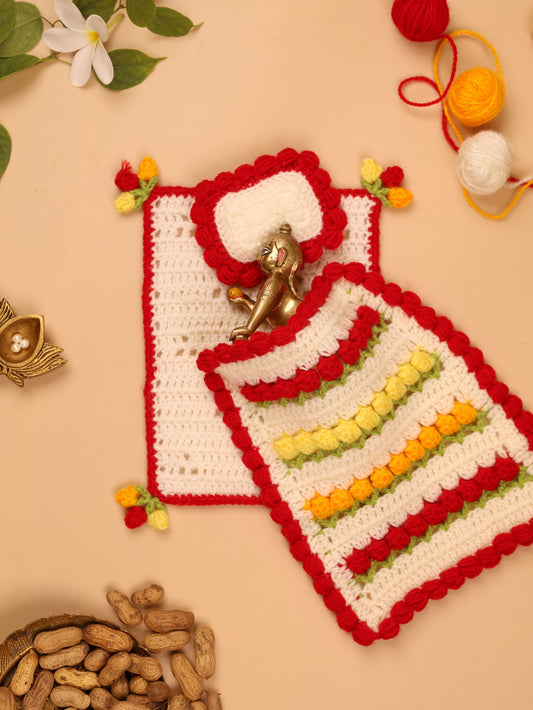 Phool Bagiya Laddu Gopal Bedding Set - 3 Pc