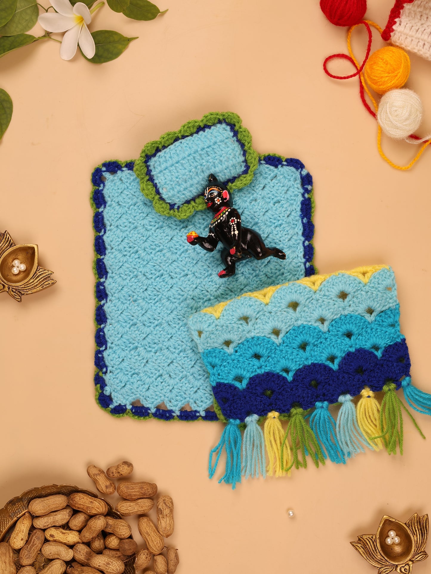 Mayur Laddu Gopal Bedding Set - 3 Pc