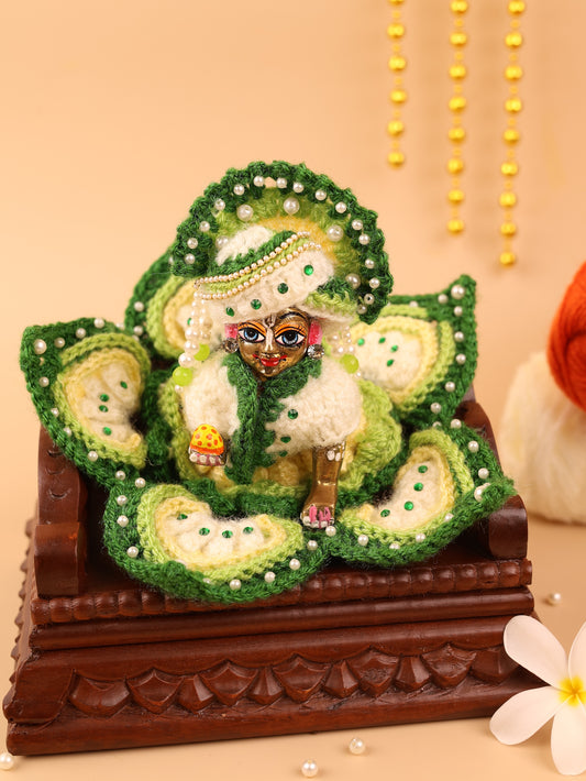 Tulsiya Green Wool Laddu Gopal Poshak 2 Pc Set