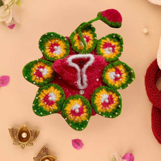 Lotus Wool Laddu Gopal Poshak with Cap - Devaya