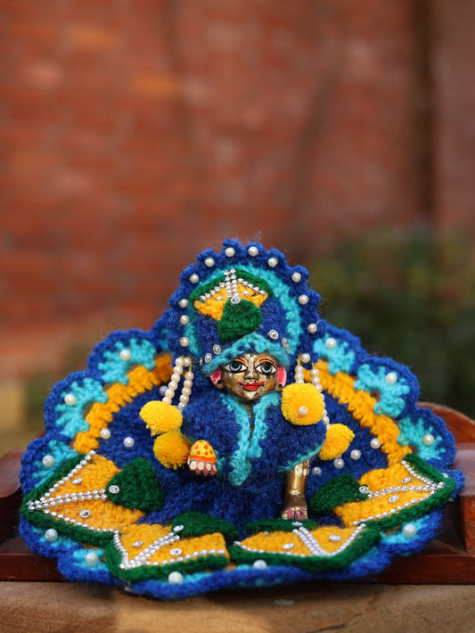 Kite Blue Wool Laddu Gopal Poshak 4 Pc Set - Devaya