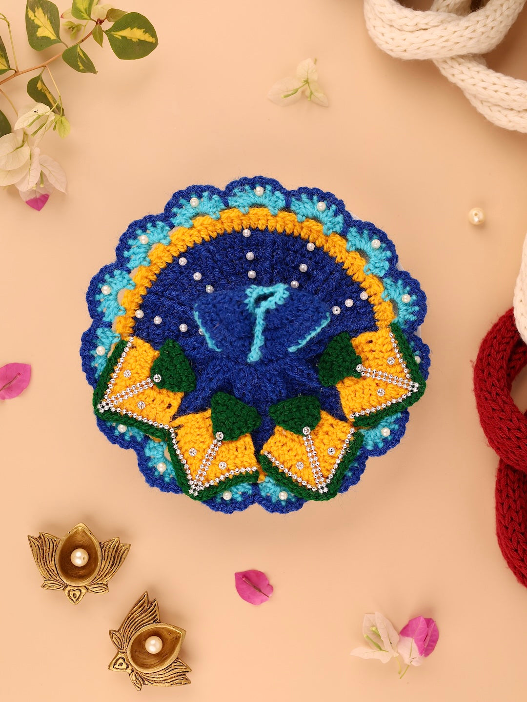 Kite Blue Wool Laddu Gopal Poshak 4 Pc Set - Devaya