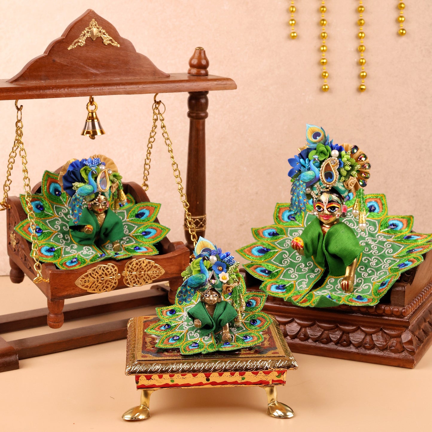 Green Mul Cotton Laddu Gopal Poshak