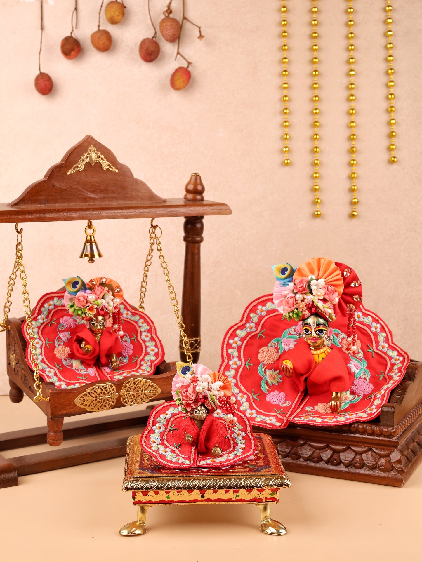 Red Mul Cotton Laddu Gopal Poshak