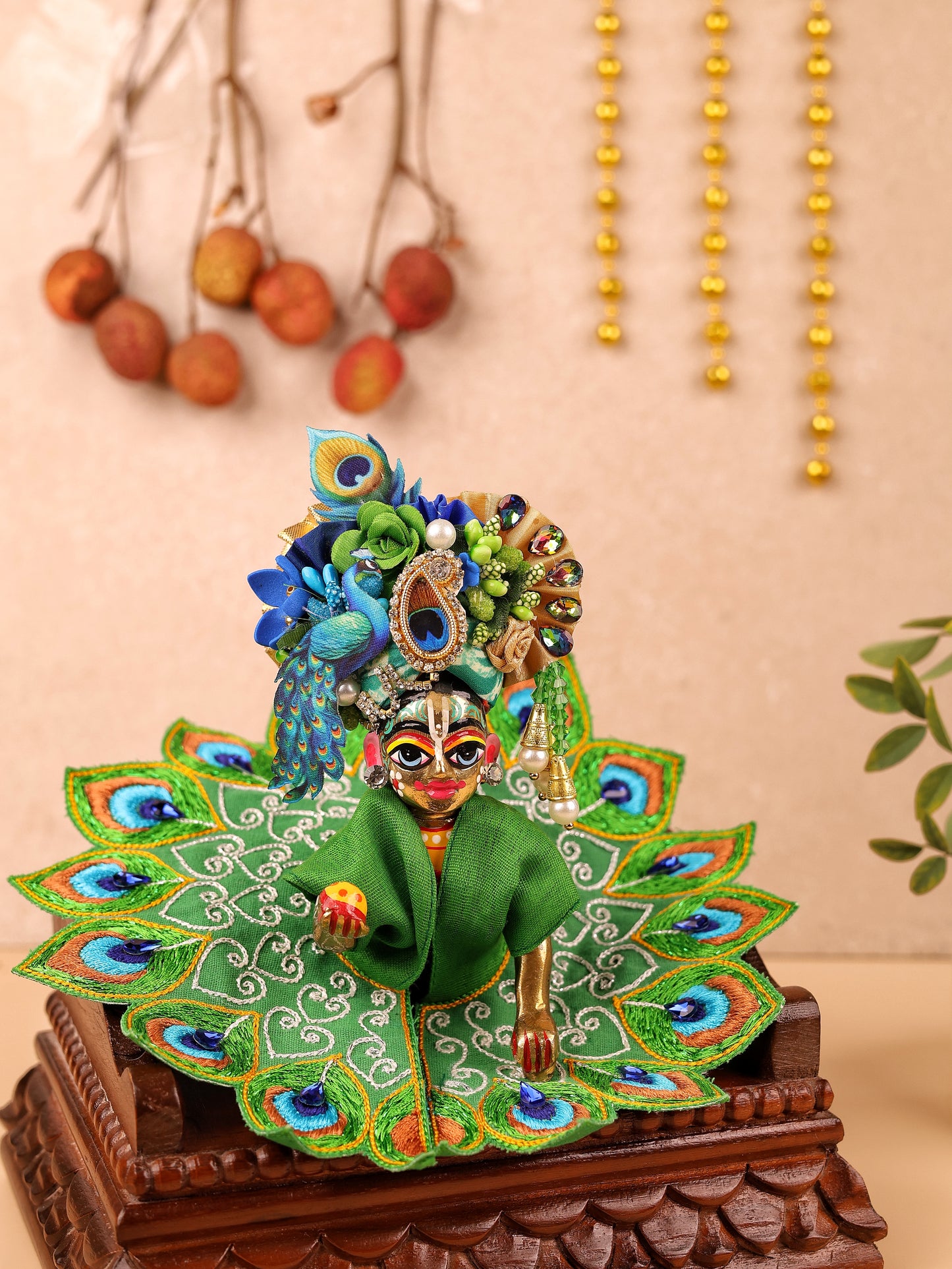 Green Mul Cotton Laddu Gopal Poshak