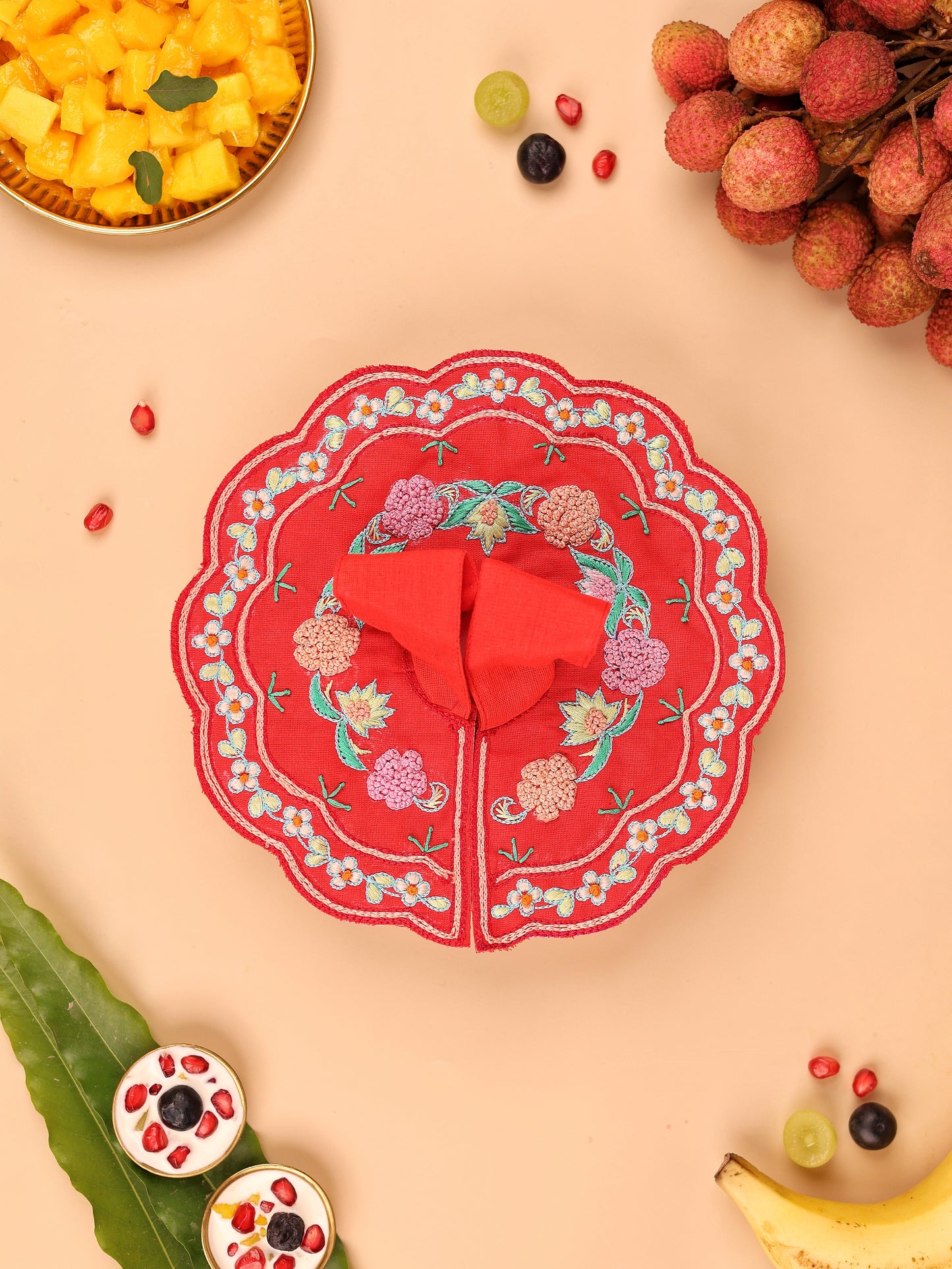 Red Mul Cotton Laddu Gopal Poshak