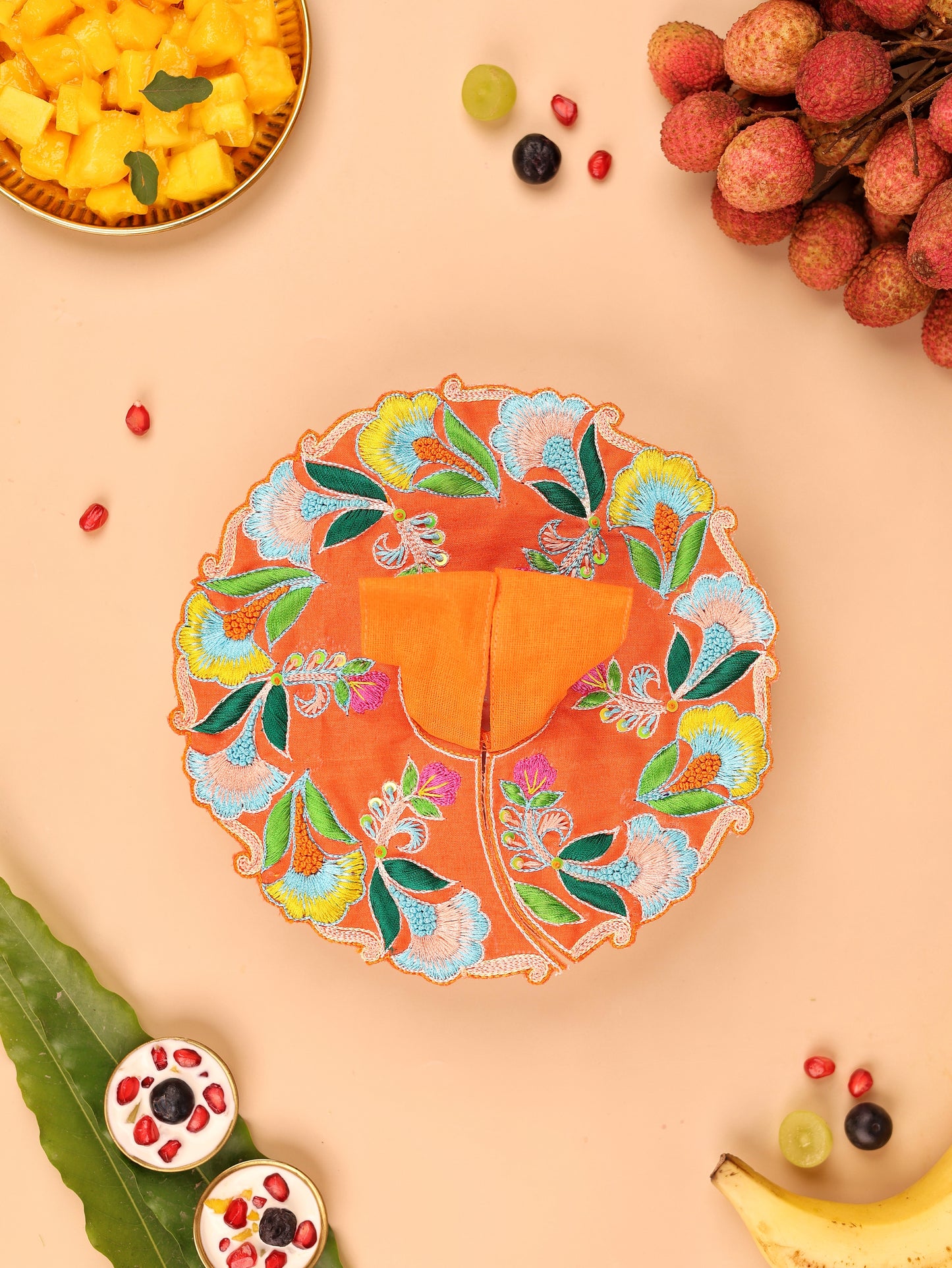 Orange Mul Cotton Laddu Gopal Poshak