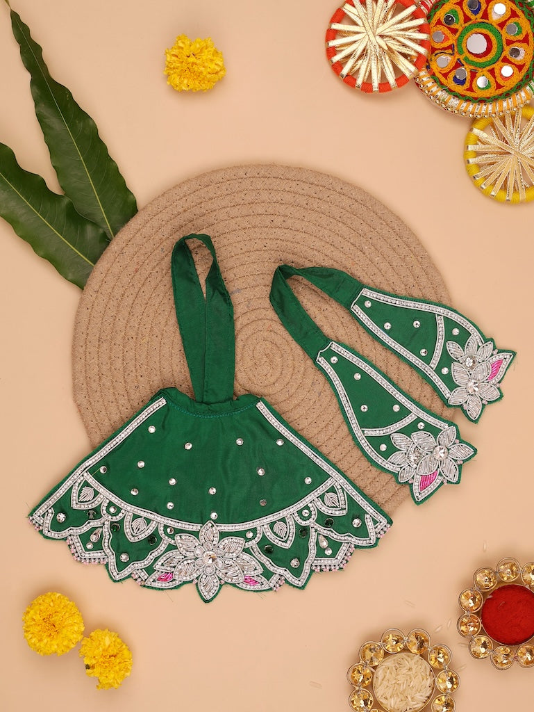 Saawan Sugandh Emerald Green Lehenga Dhoti with Patka & Shringar Set - Devaya