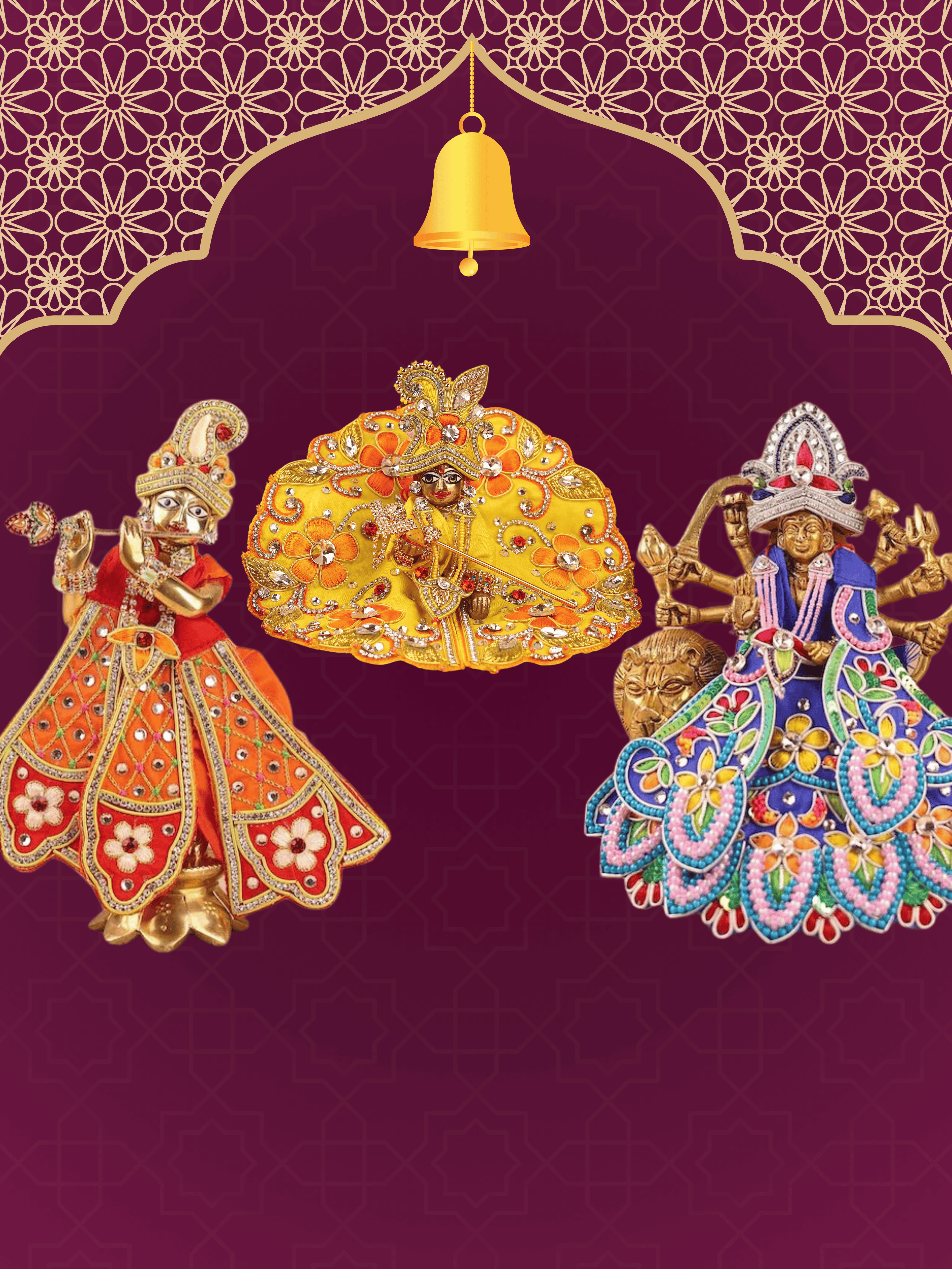 Devotional festive poshaks for deities at upto 30% sale  - handcrafted attire for Krishna, Radha, Ganesh Laxmi and Mata Rani