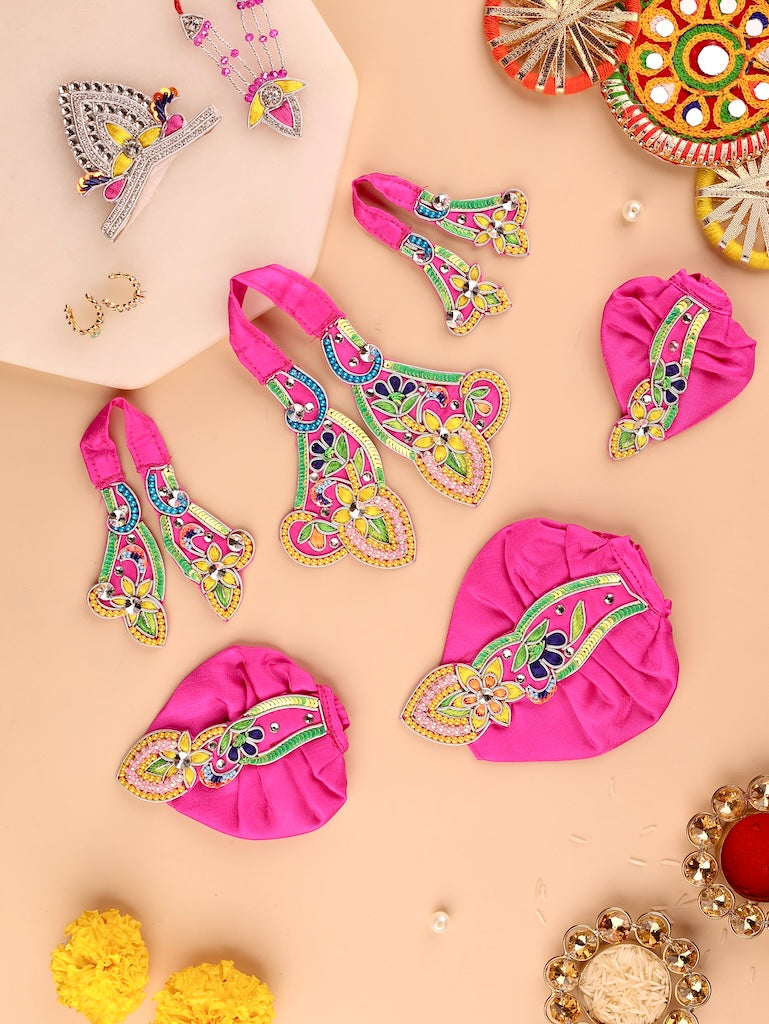 Indradhanu Magenta Lehenga Dhoti with Patka & Shringar Set - Devaya
