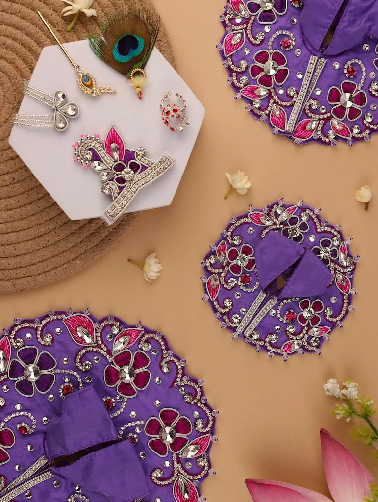Pushp Mala Lavender Laddu Gopal Poshak - Devaya