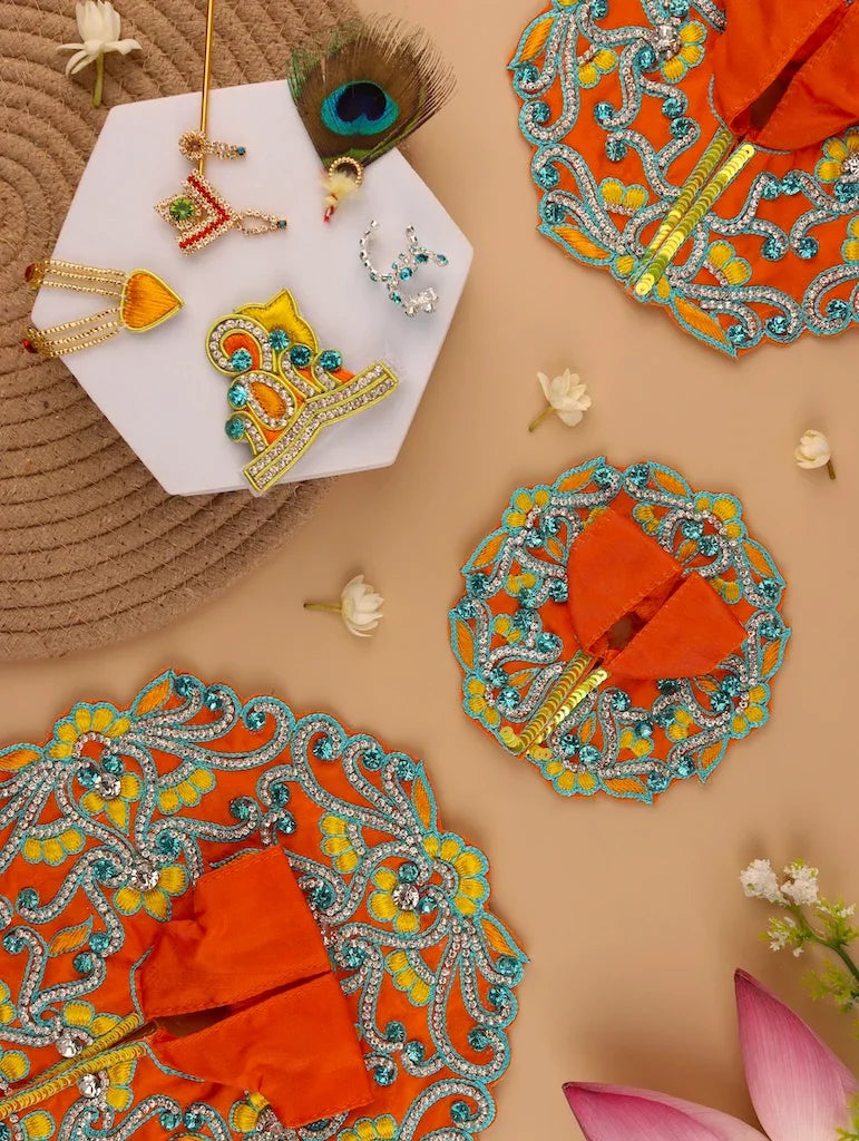 Madhuban Orange Laddu Gopal Poshak - Devaya