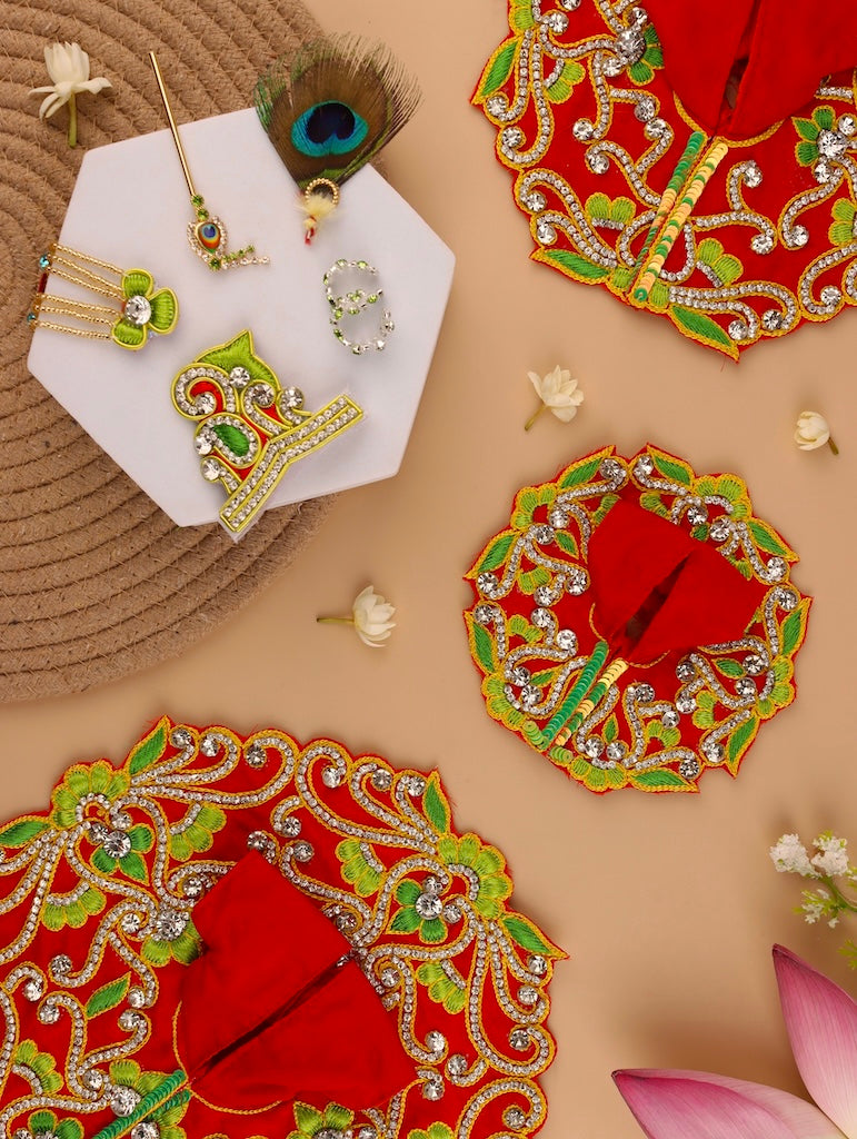 Madhuban Red Laddu Gopal Poshak - Devaya
