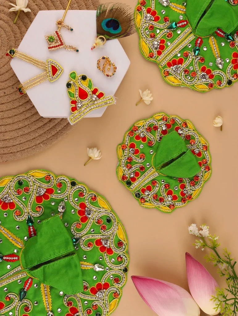 Makhan Chor Green Laddu Gopal Poshak - Devaya