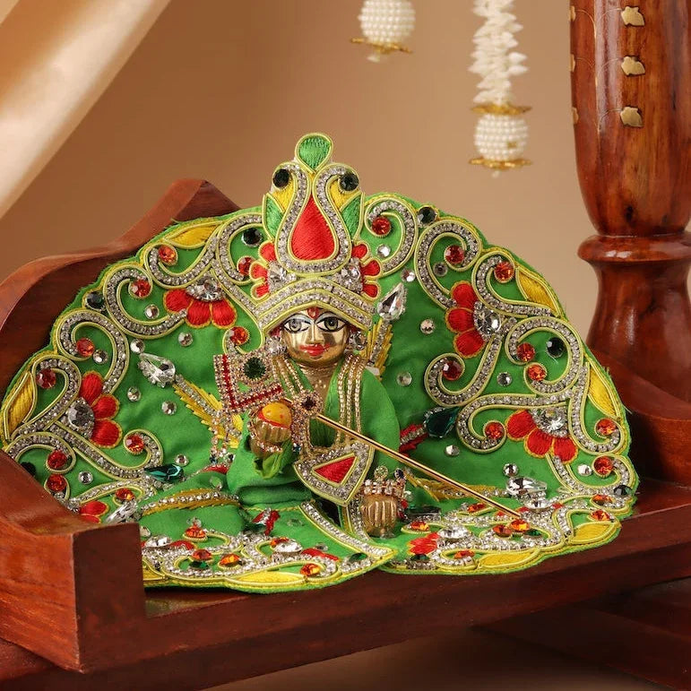 Makhan Chor Green Laddu Gopal Poshak - Devaya