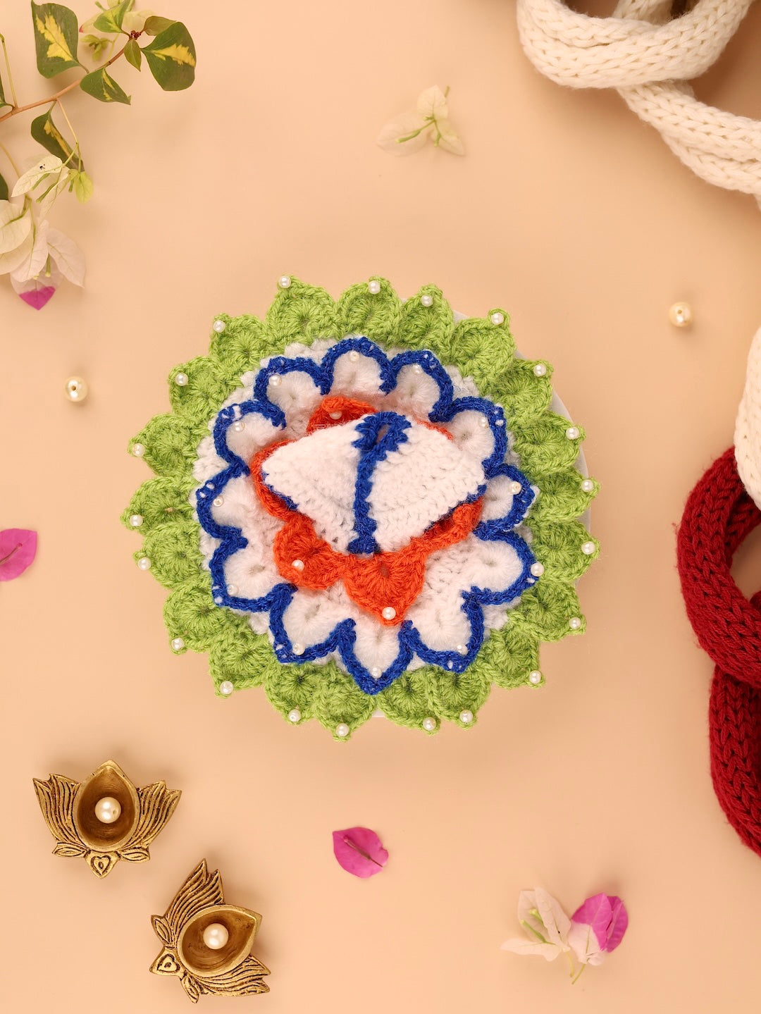 Tricolor Wool Laddu Gopal Poshak 4 Pc Set - Devaya