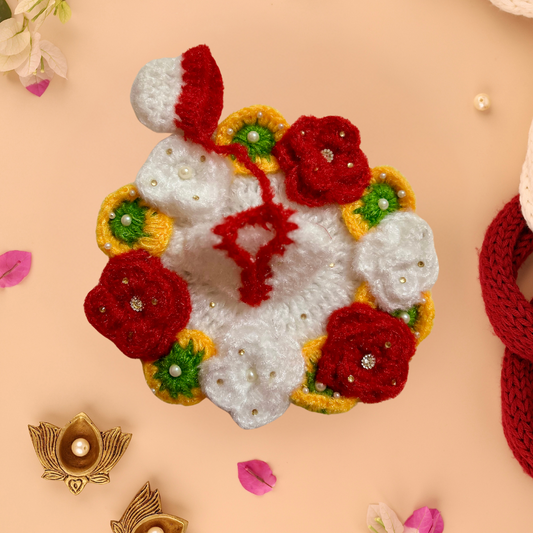 White Wool Laddu Gopal Poshak with Cap