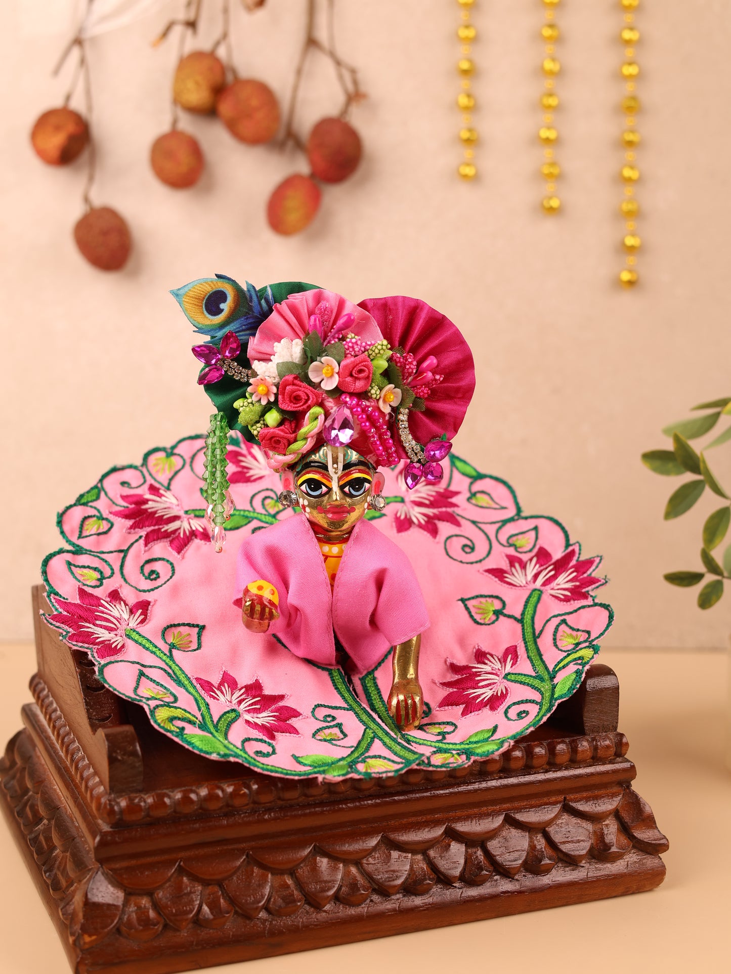 Pink Mul Cotton Laddu Gopal Poshak