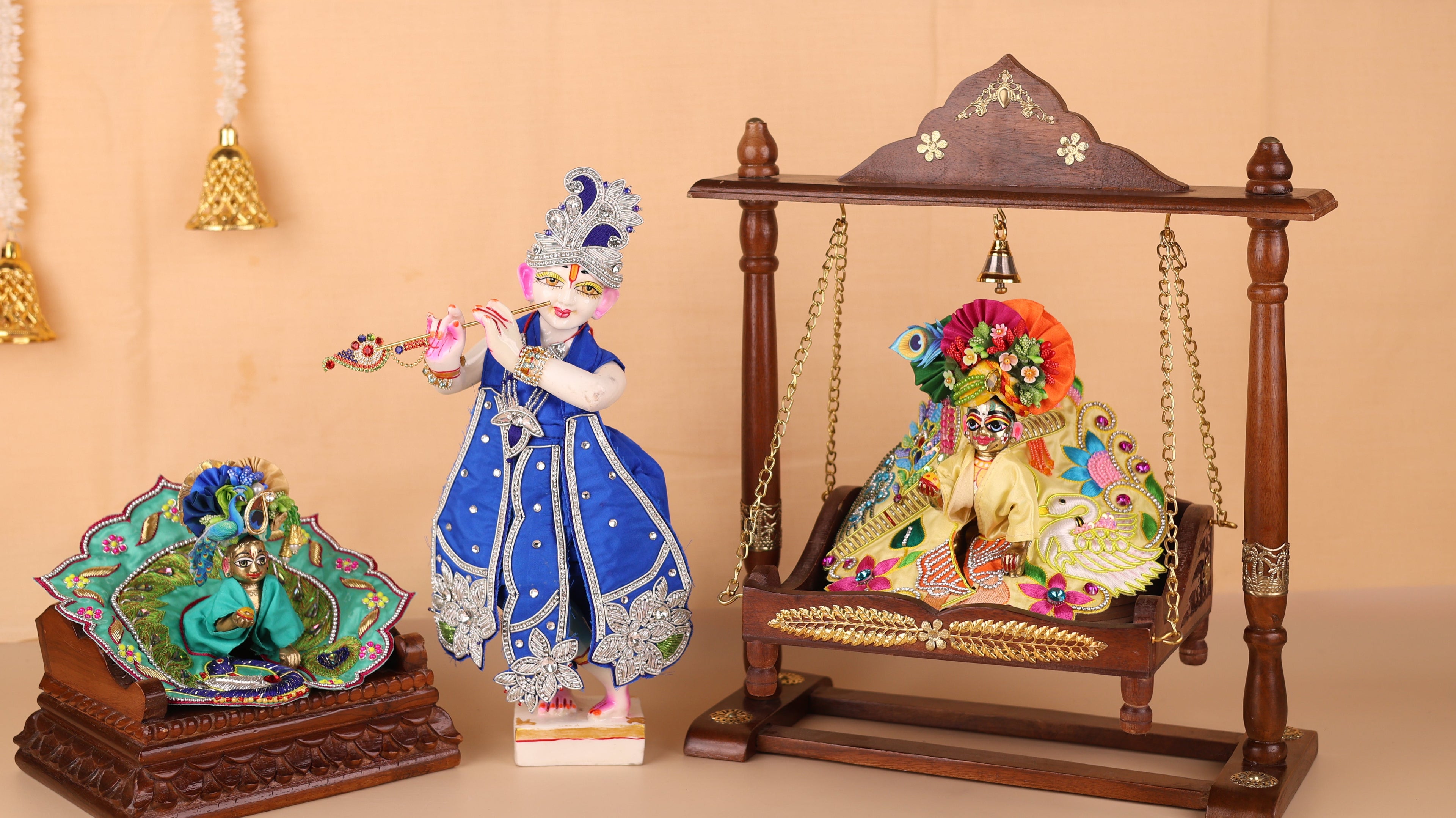 Exclusive Janmashtami poshak collection for Laddu Gopal and Krishna idol - festive dhoti-patka and shringar sets