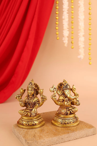 Laxmi-Ganesh Brass Idol