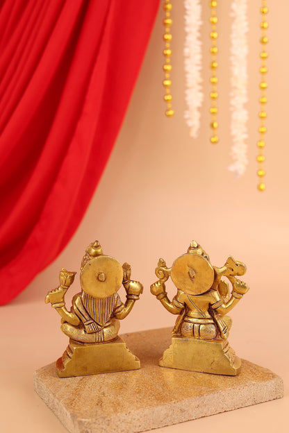 Laxmi-Ganesh Brass Idol
