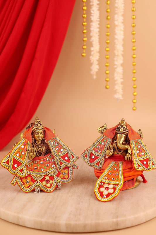 Madhur Leela Orange Lehenga Dhoti with Patka