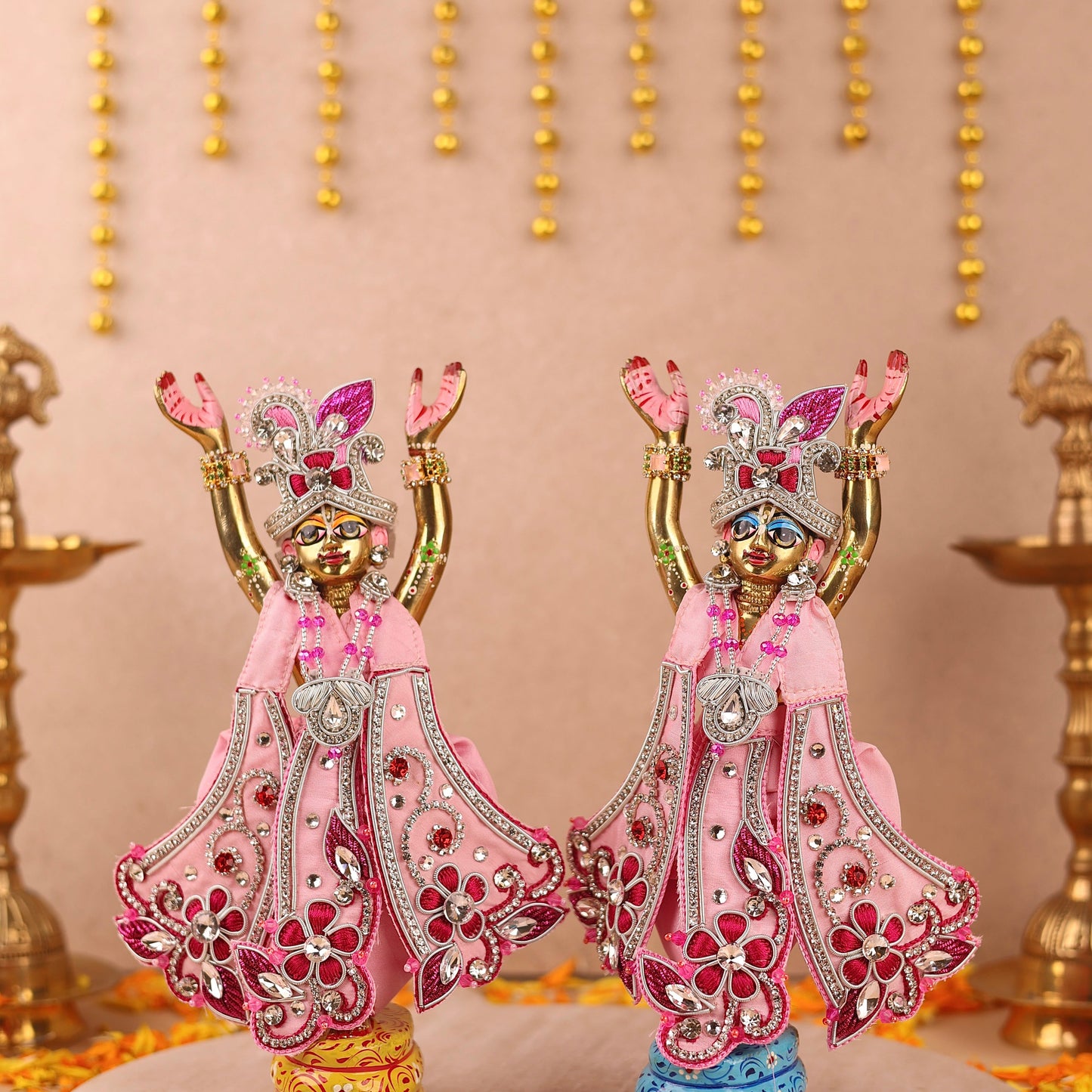 Pushp Mala Pink Lehenga Dhoti with Patka