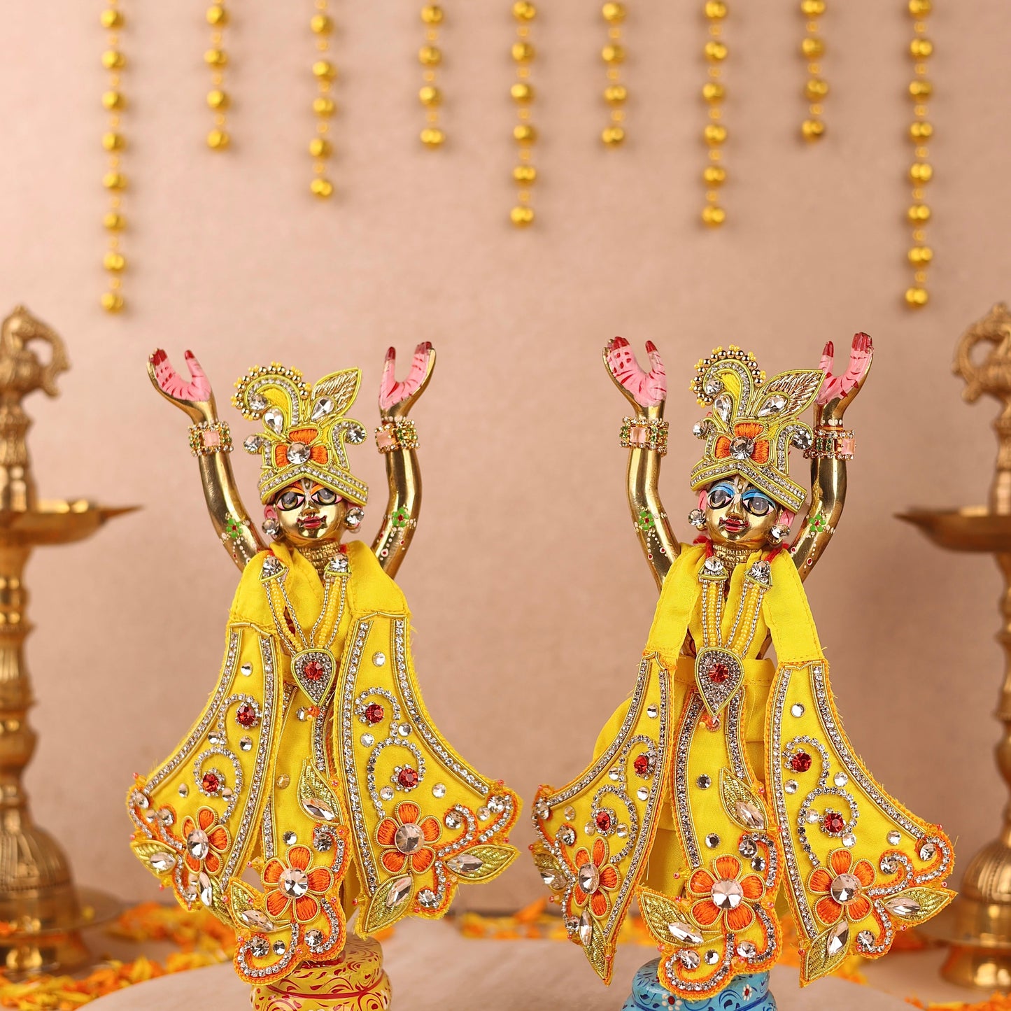 Pushp Mala Yellow Lehenga Dhoti with Patka