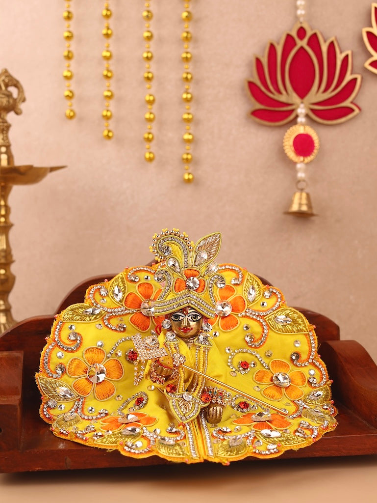 Pushp Mala Yellow Laddu Gopal Poshak & Shringar Set