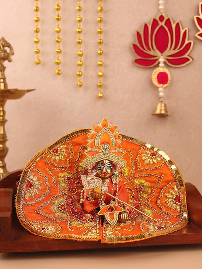 Divya Raas Orange Laddu Gopal Poshak & Shringar Set