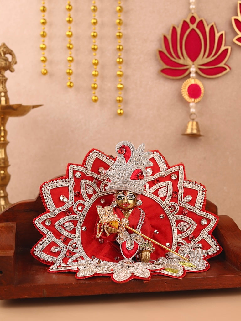 Saawan Sugandh Red Laddu Gopal Poshak & Shringar Set